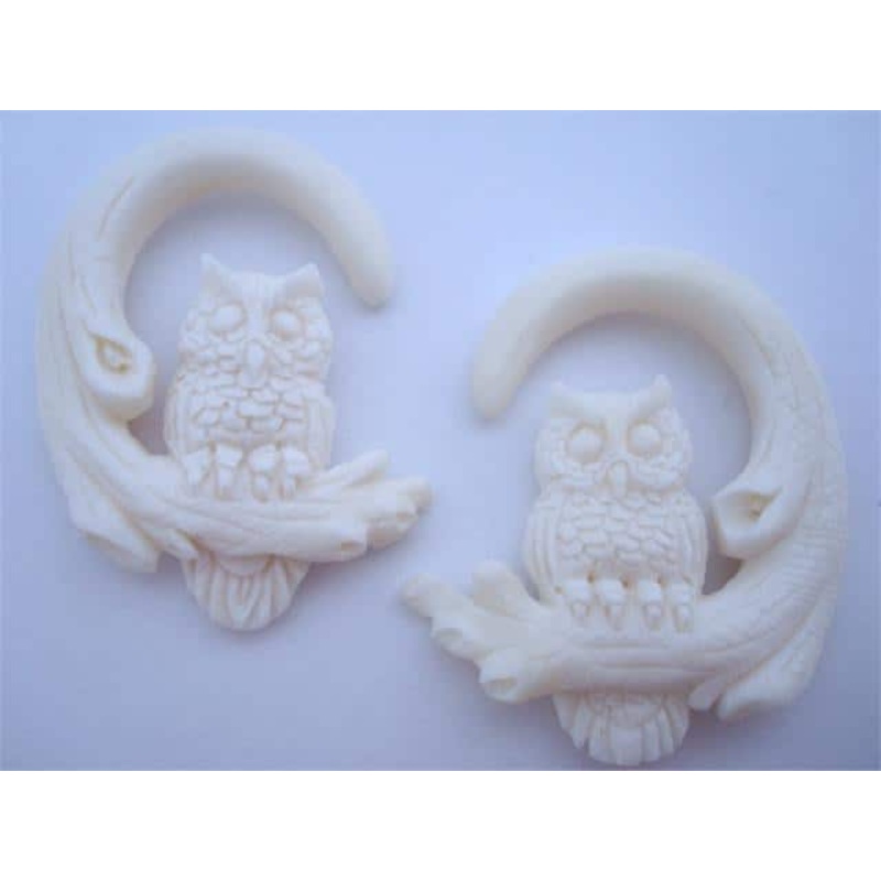 Ornate Bone Hanging Owl Hooks (10 gauge – 8 gauge) 10 g