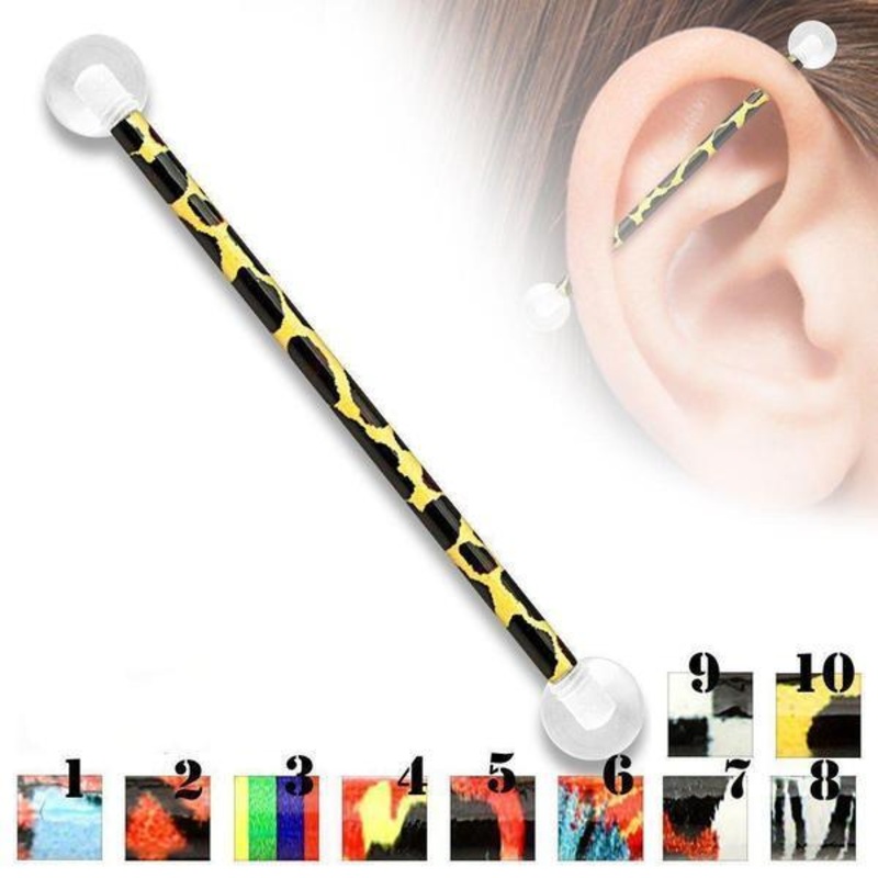 Pattern Print Industrial Bar 14G 38mm 1