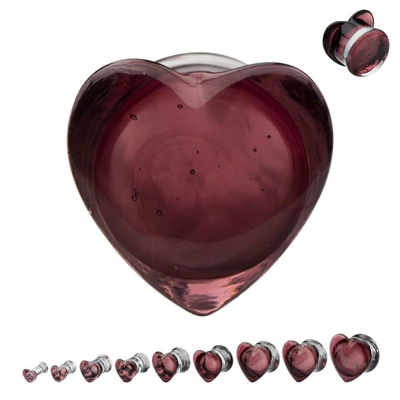 Purple Heart Glass Plugs (6 gauge – 5/8 inch) 6 g