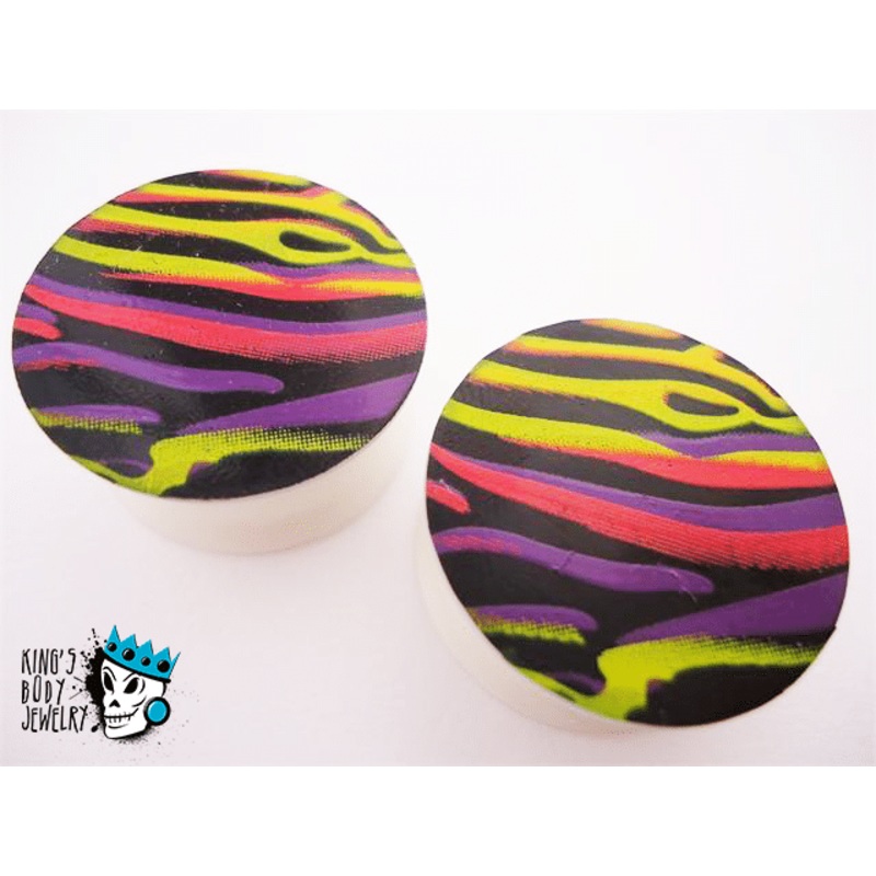 Rainbow Zebra Silicone Plugs (12 mm – 7/8 inch) 12 mm