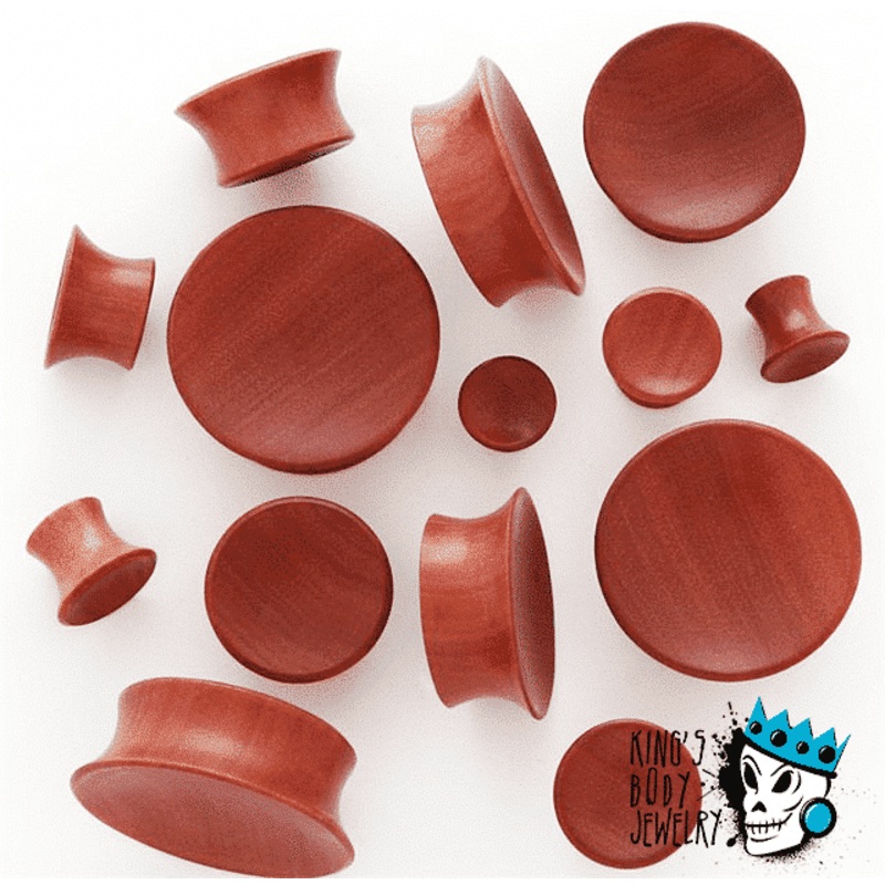 Red Saba Wood Mayan Flare Plugs  (8 gauge – 15/16 inch) 8 g