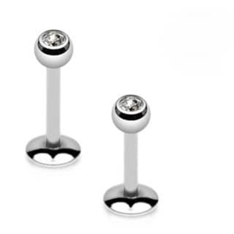 Steel Bling Labret Ring (16 gauge) 5/16″