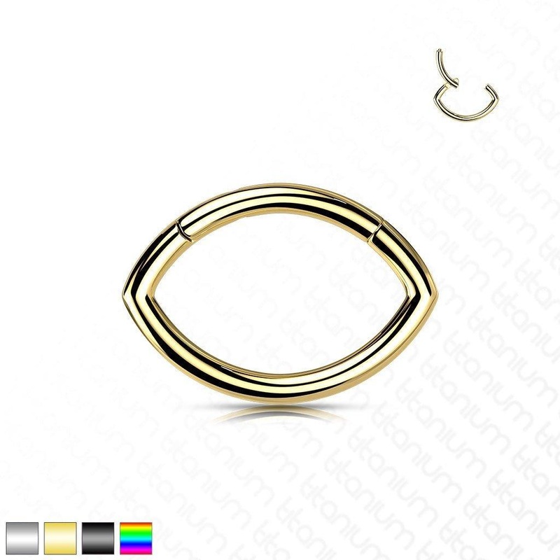 Titanium Oval Hinged Ring 16G Black