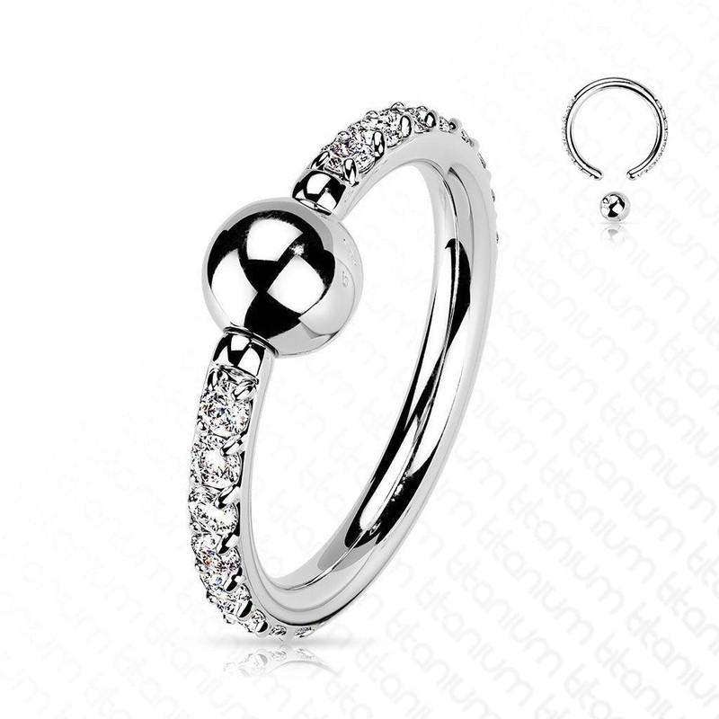 Titanium Side Paved Captive Ring 16G 8mm