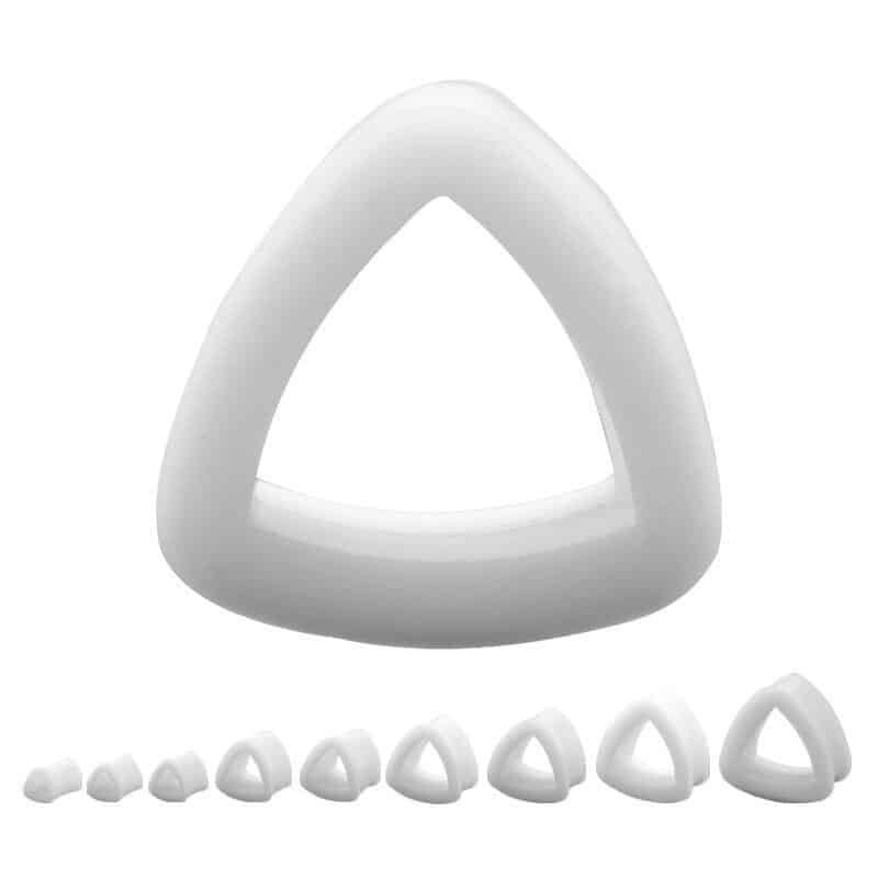 White Silicone Triangle Tunnels (2 gauge – 1 inch) 2 g