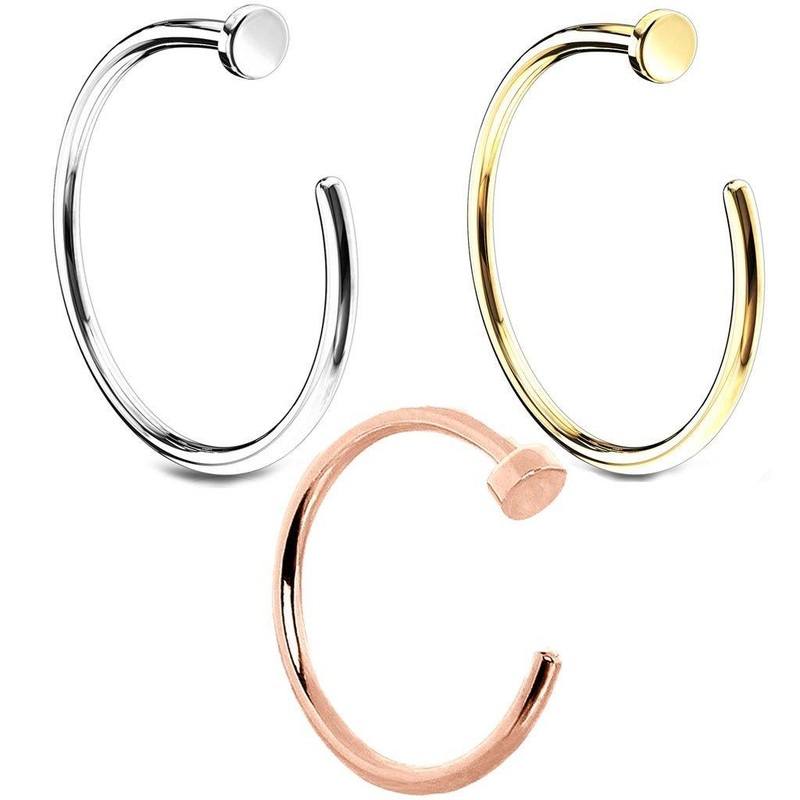 14kt Gold Nose Hoop 20G 18G Yellow Gold 20G 8mm
