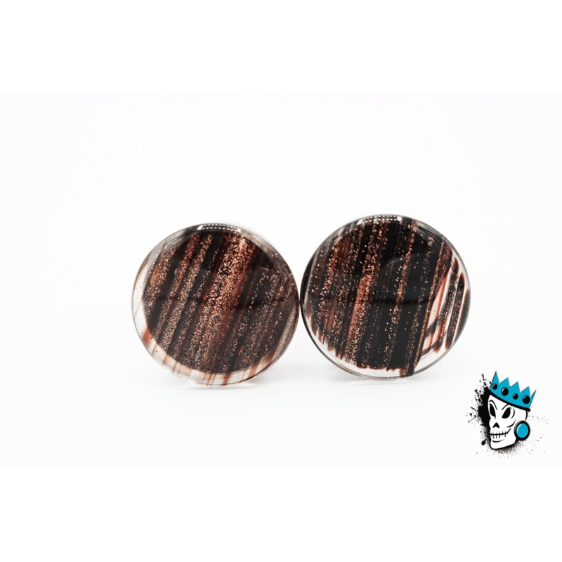 Black Glitter Single Flare Glass Plugs (8 gauge – 1 inch) 8 g