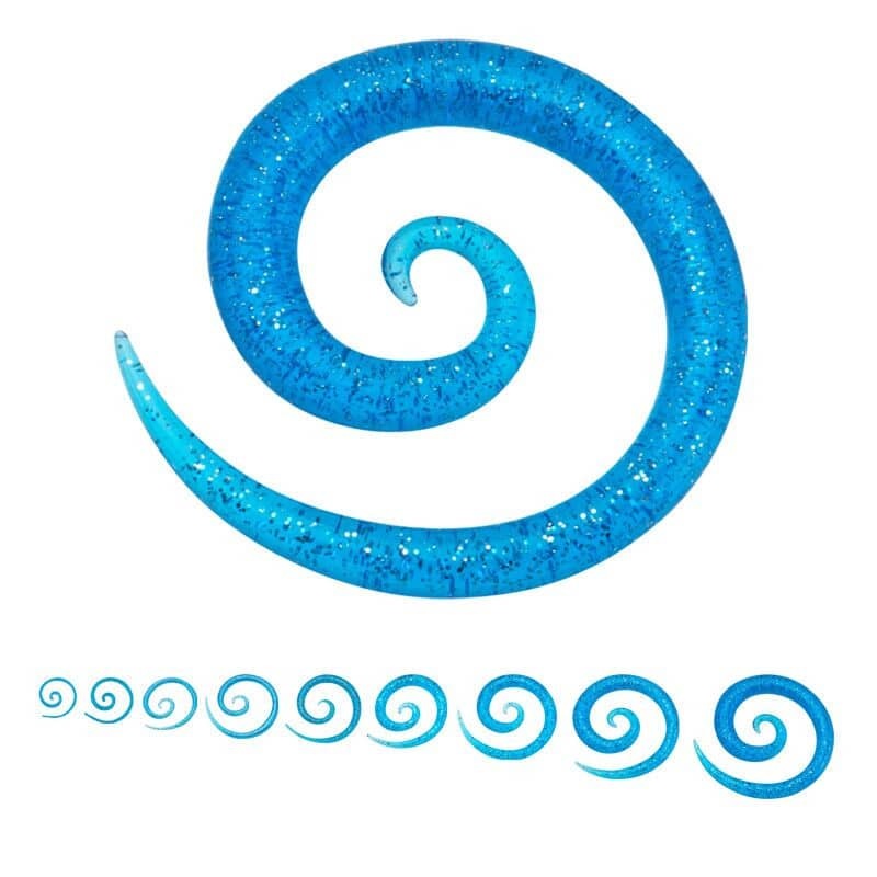 Blue Sparkle Acrylic Super Spirals (12 gauge – 00 gauge) 12 g