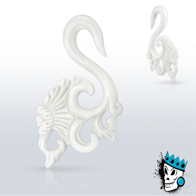 Bone Tribal Floral Ornate Hooks (10 gauge – 6 gauge) 10 g