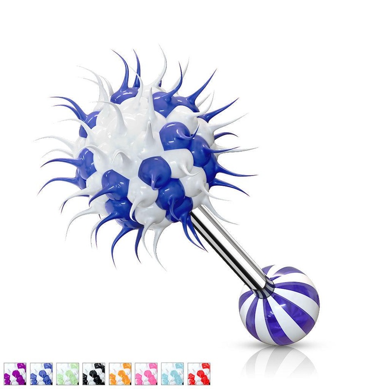 Candy Stripe Koosh Ball Barbell 14G Blue