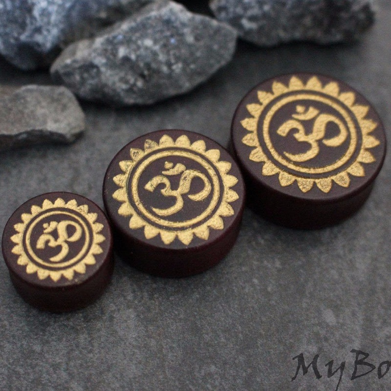 Detole Tribal Gold Wooden Ear Plugs 00G (10mm)