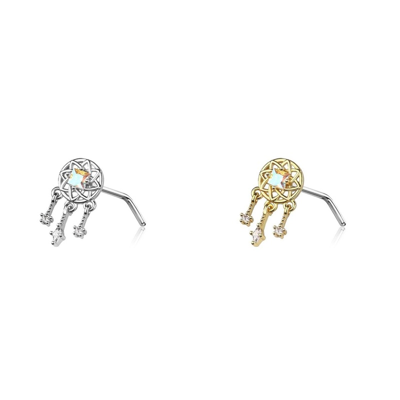 Dreamcatcher Nose L Bend 20G Gold