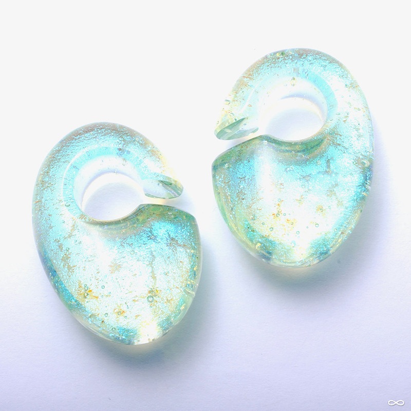 Fused Dichroic Ovoid Weights from Gorilla Glass Small Green Gold