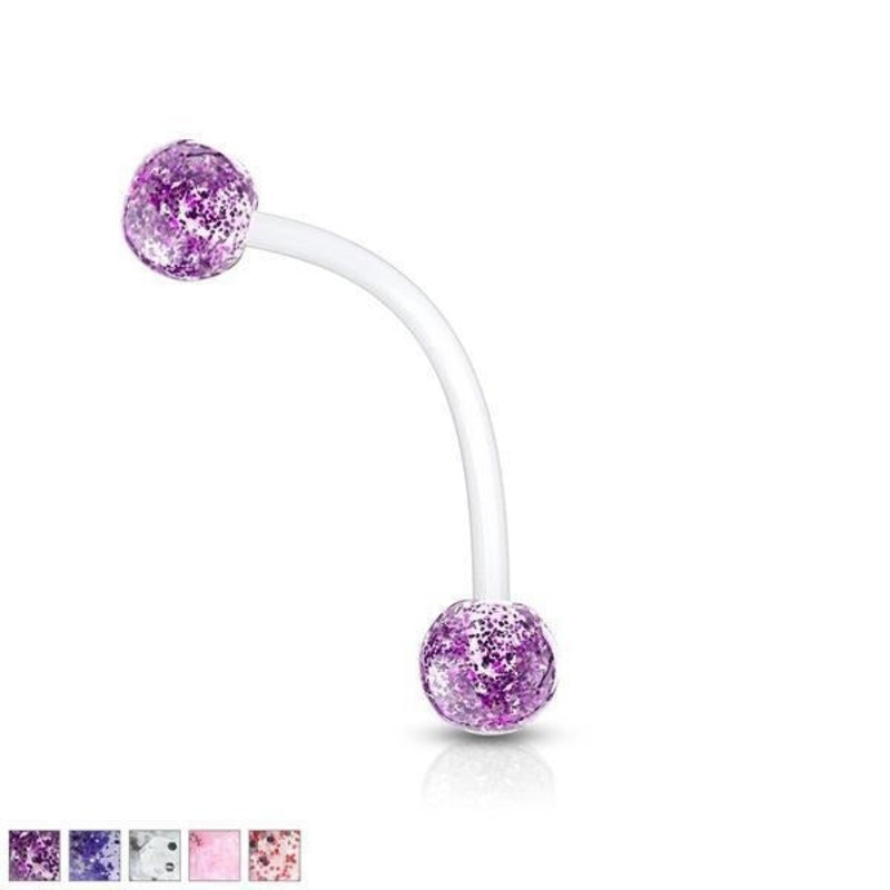 Glitter Pregnancy Belly Bar 14G Blue