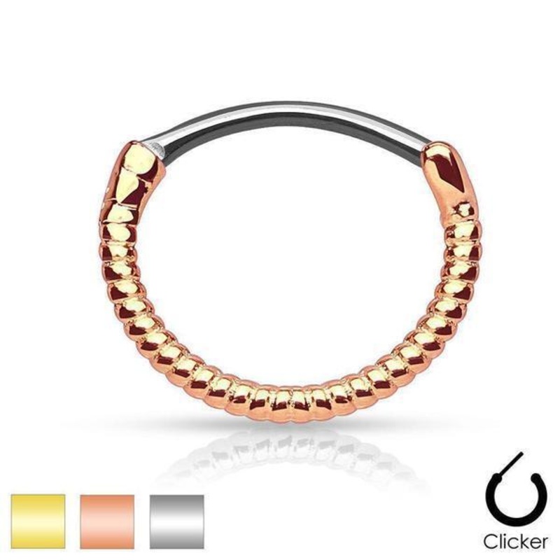 Gold Plated Twisted Septum Clicker 16G Gold