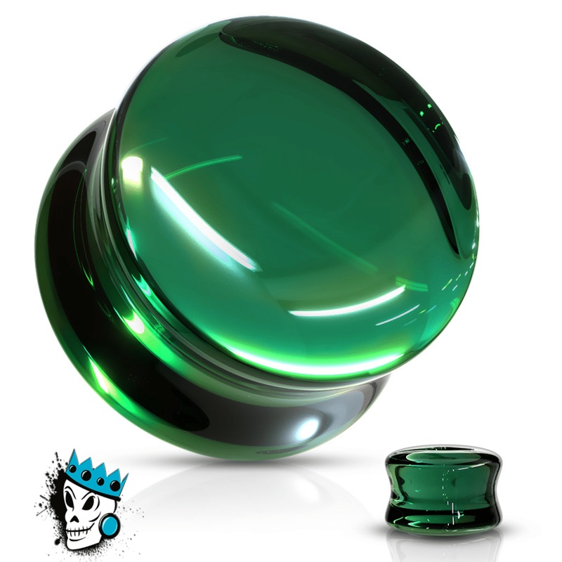 Green Double Flare Convex Glass Plugs (2 gauge – 5/8 inch) 2 g