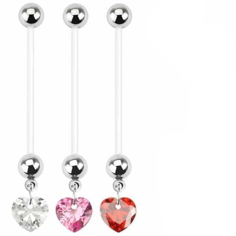 Heart Pregnancy Belly Bar 14G Clear