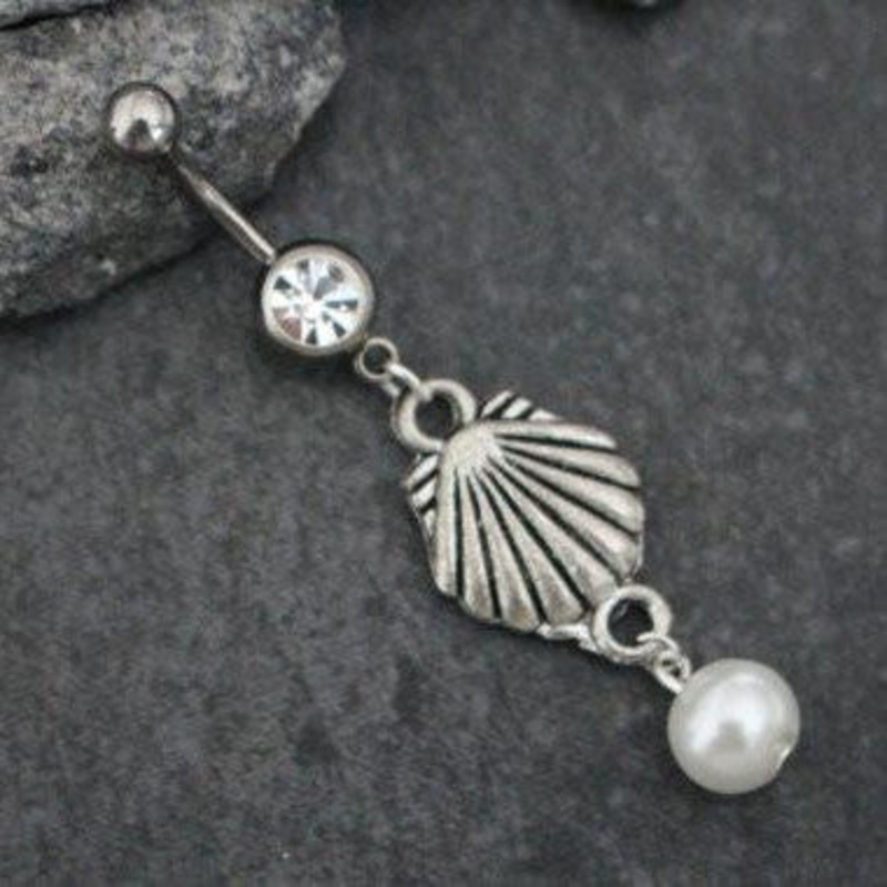 Mine Seashell Pearl Belly Ring in Pearl