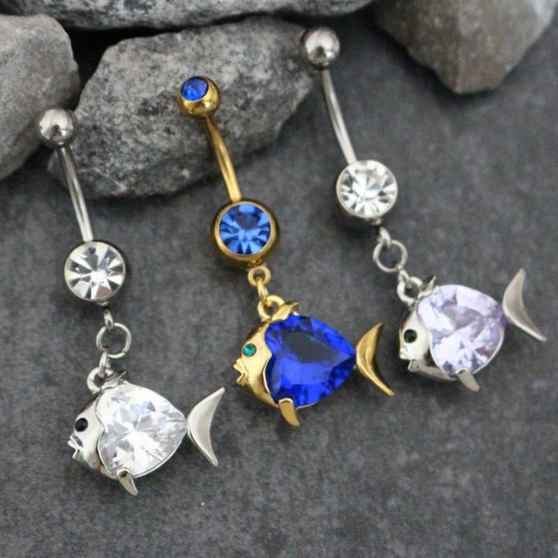 Nemo Fish Navel Piercing Purple Crystal