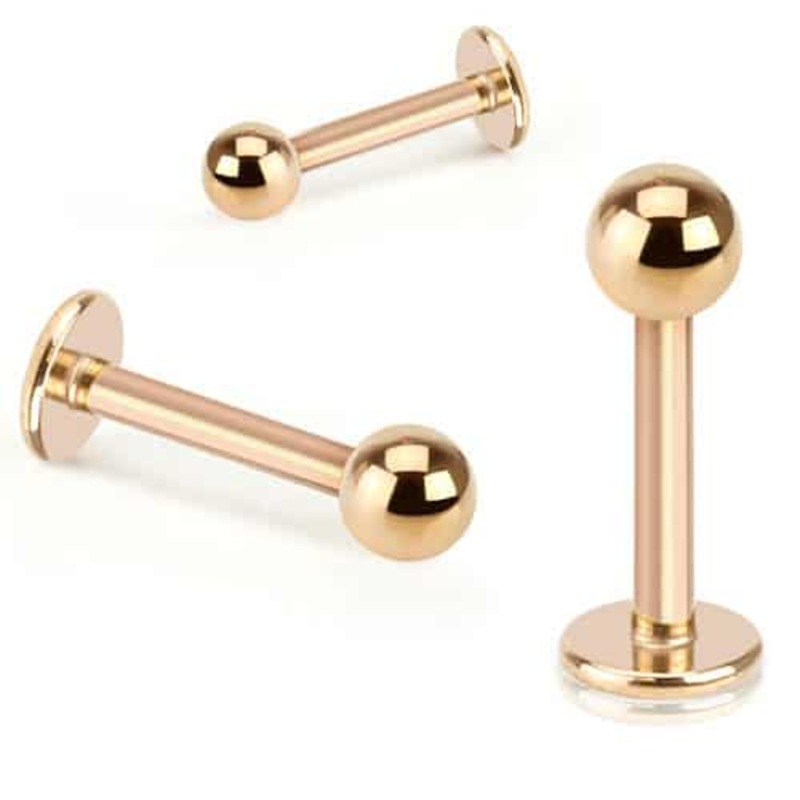 Rose Gold Labret Ring (16 gauge – 14 gauge ) 16 g 1/4″