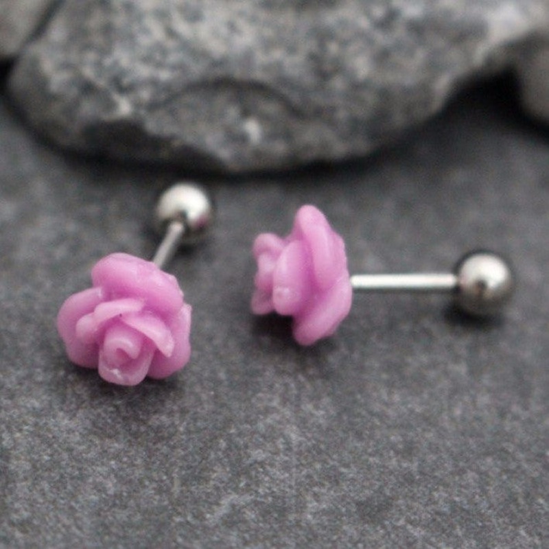 Rosina Acrylic Rose 16G Ear Piercing Pair of Piercings (2)