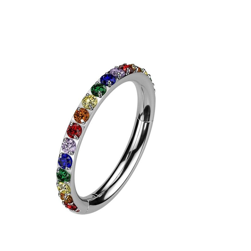 Titanium Side Pride Hinged Ring 16G 8mm