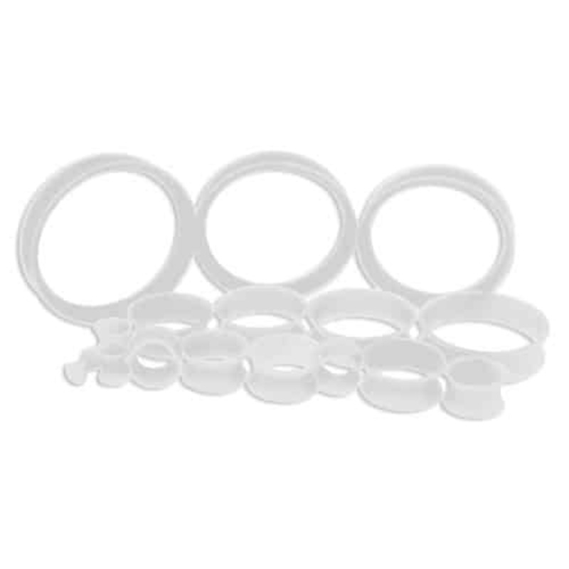 White Silicone Thin Tunnels (8 gauge – 2 inch) 8 g