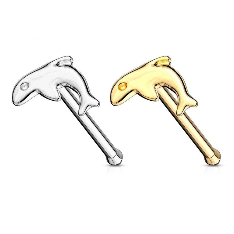 14kt Gold Dolphin Nose Bone 20G White Gold