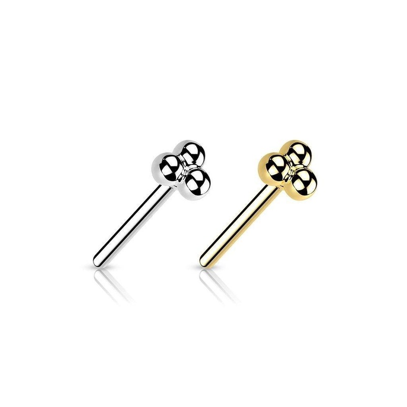 14kt Gold Threadless Micro Tri Ball Top White Gold