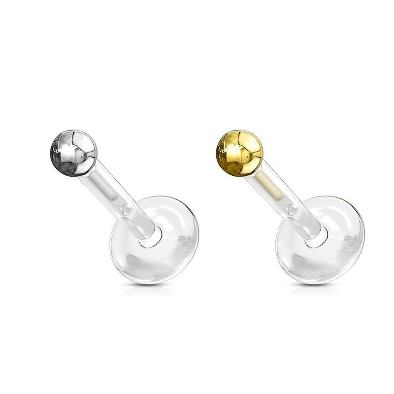 14kt Gold Top Bioflex Labret 16G White Gold 6mm