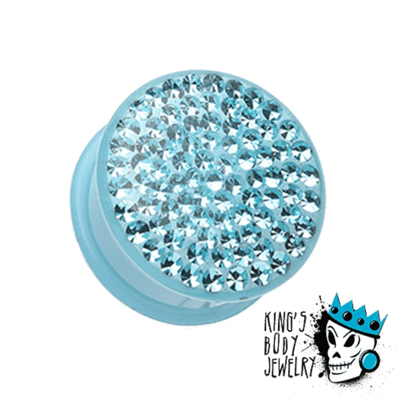 Aqua Disco Ball Bling Plugs (6 gauge – 1 inch) 6 g