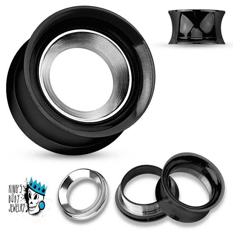 Black Steel Inlay Eyelets (00 gauge – 1 inch) 00 g