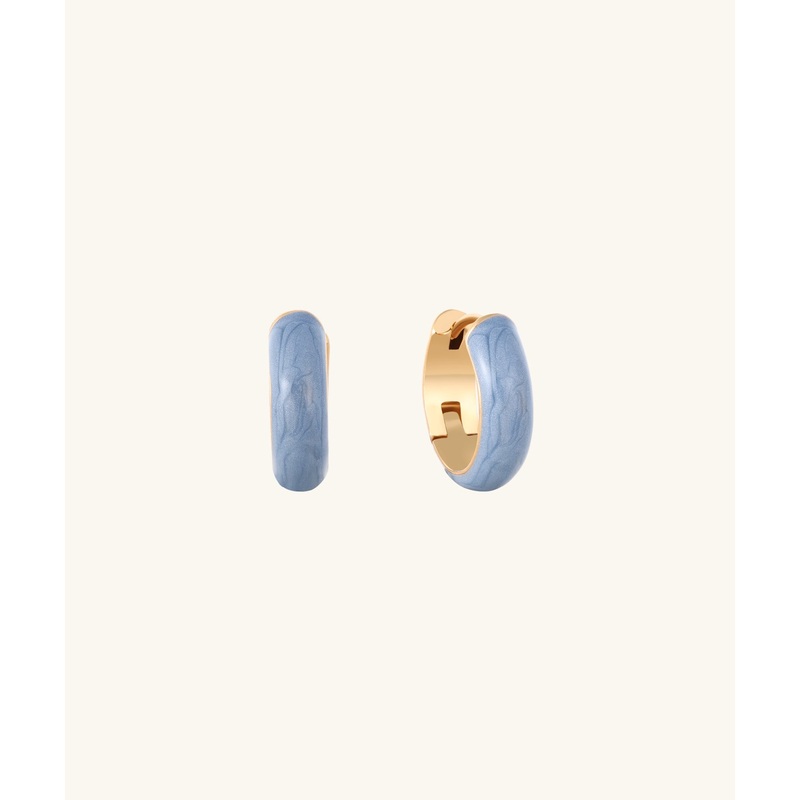 Blue Enamel Hoops Gold