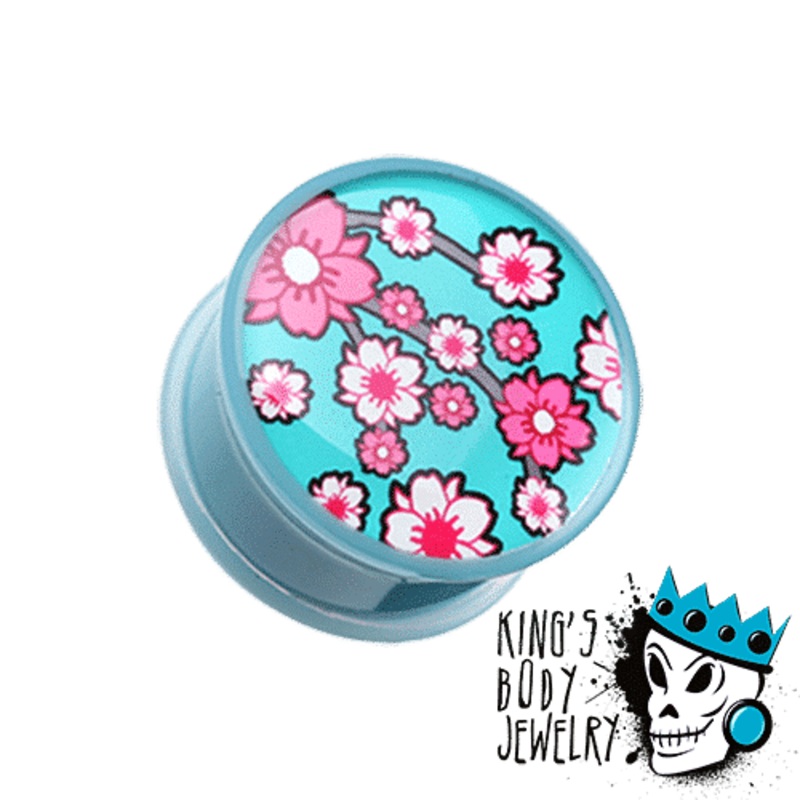 Blue Flower Blossom Plugs (2 gauge – 1 inch) 2 g