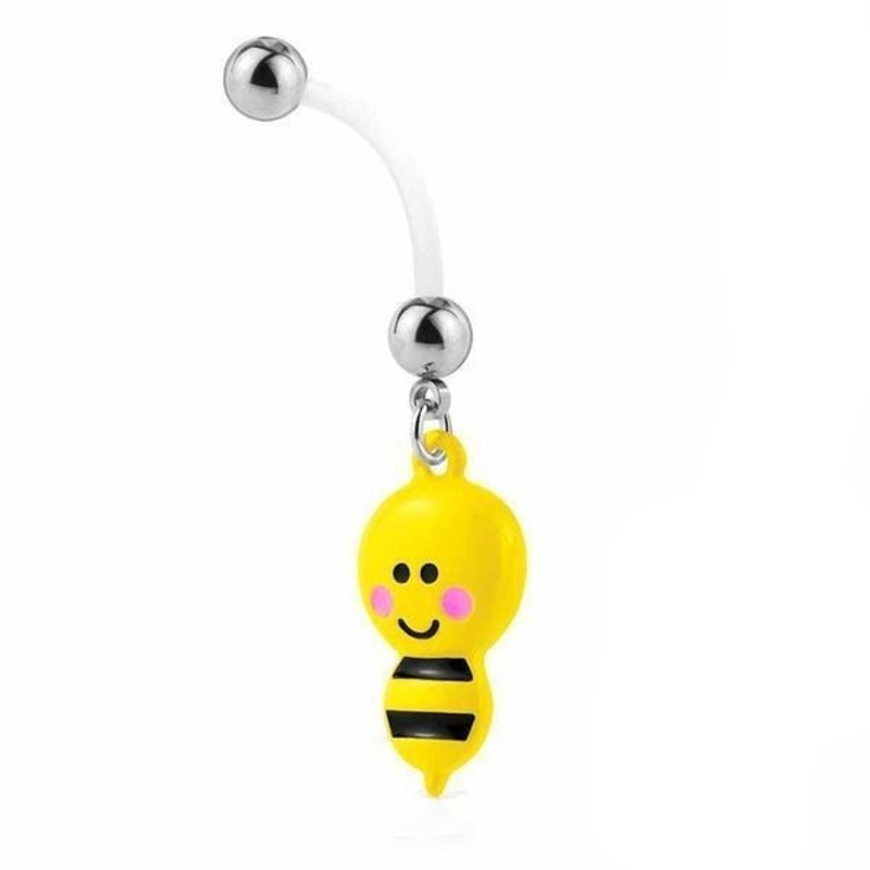 Bumble Bee Pregnancy Belly Bar 14G Blue
