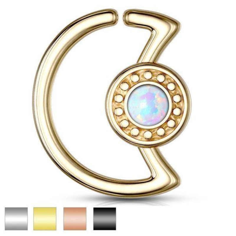 Crescent Opal Twist Ring 18G 16G 18G Black