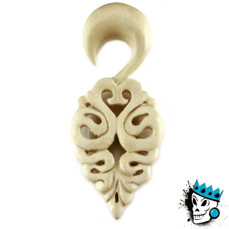 Crocodile Wood Heart Cuff Hooks (8 gauge – 1/2 inch) 8 g