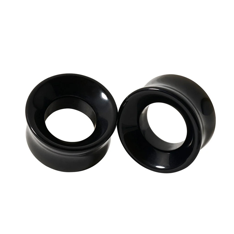 Diablo Organics Black Obsidian Concave Stone Eyelets (00 gauge – 1 1/2 inch) 00 g