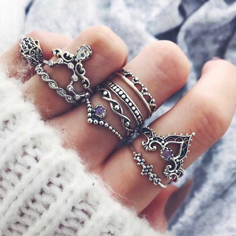 Fantasia Stackable Vintage Boho Rings Set 10pcs