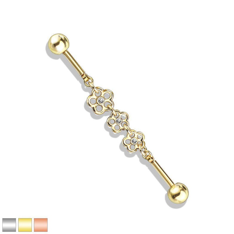Flower Chain Industrial 14G 38mm Gold
