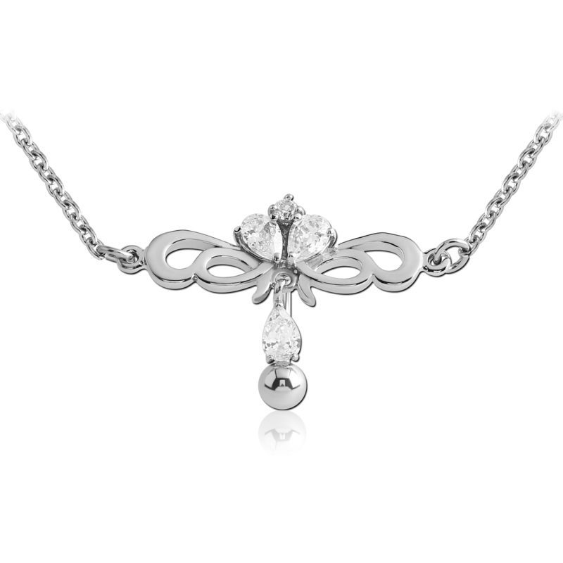 Gem Dangle Top Drop Belly Chain 14G