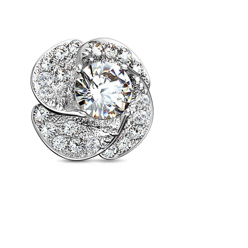 Gem Swirl Dermal Top 14G Gold