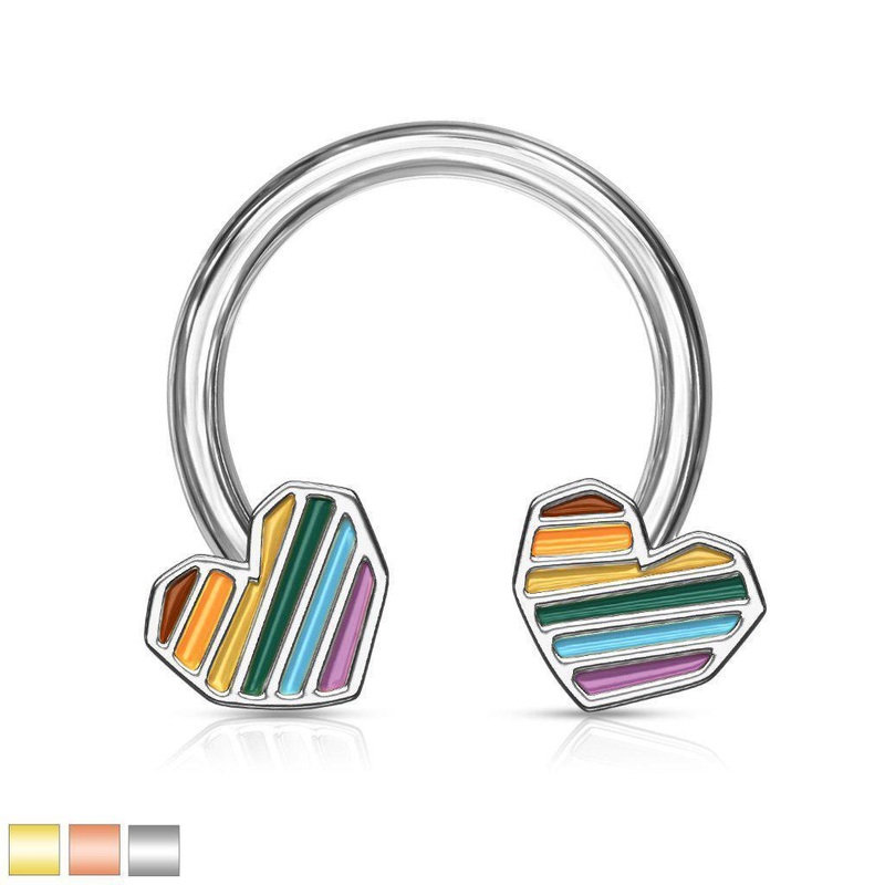 Gold Plated Heart Pride Horseshoe 16G Gold