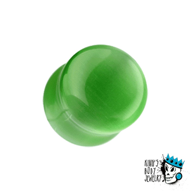 Green Cat Eye Marble Stone Plugs (2 gauge – 5/8 inch) 2 g