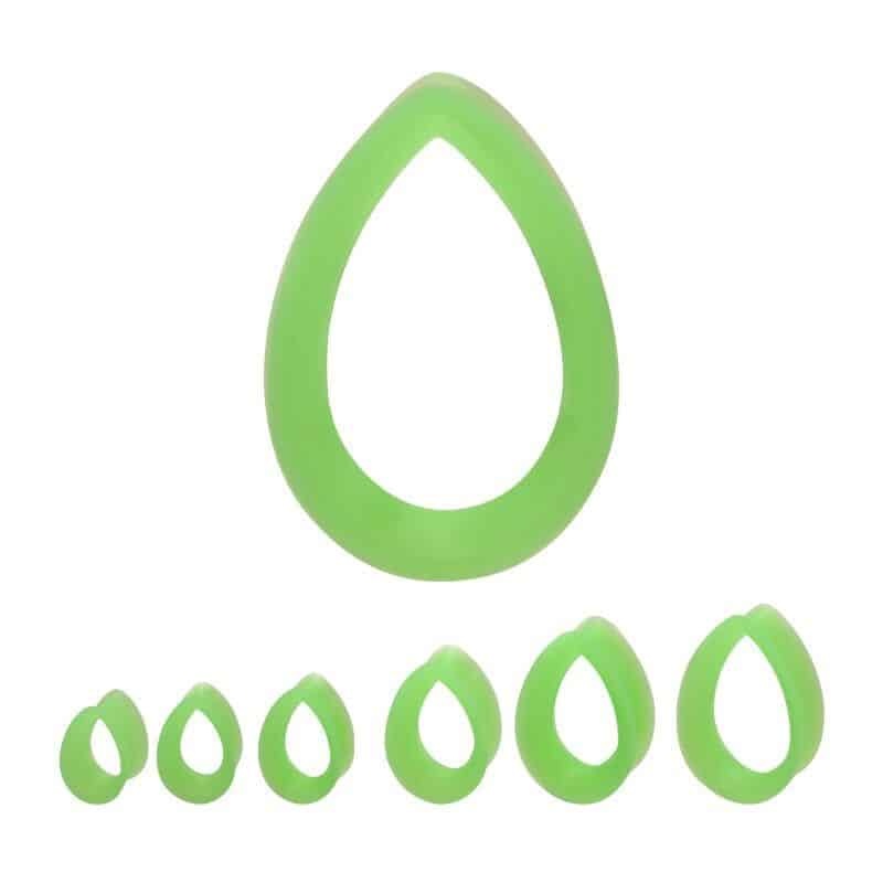 Green Teardrop Silicone Tunnels (1/2 inch – 1 inch) 1/2 inch