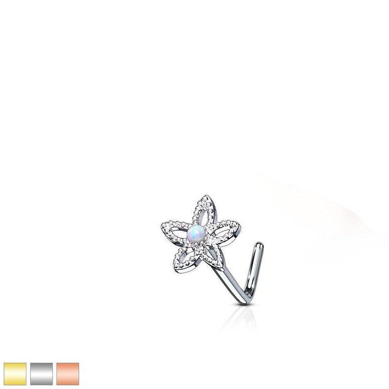 Large Flower Nose L Bend 20G Gold