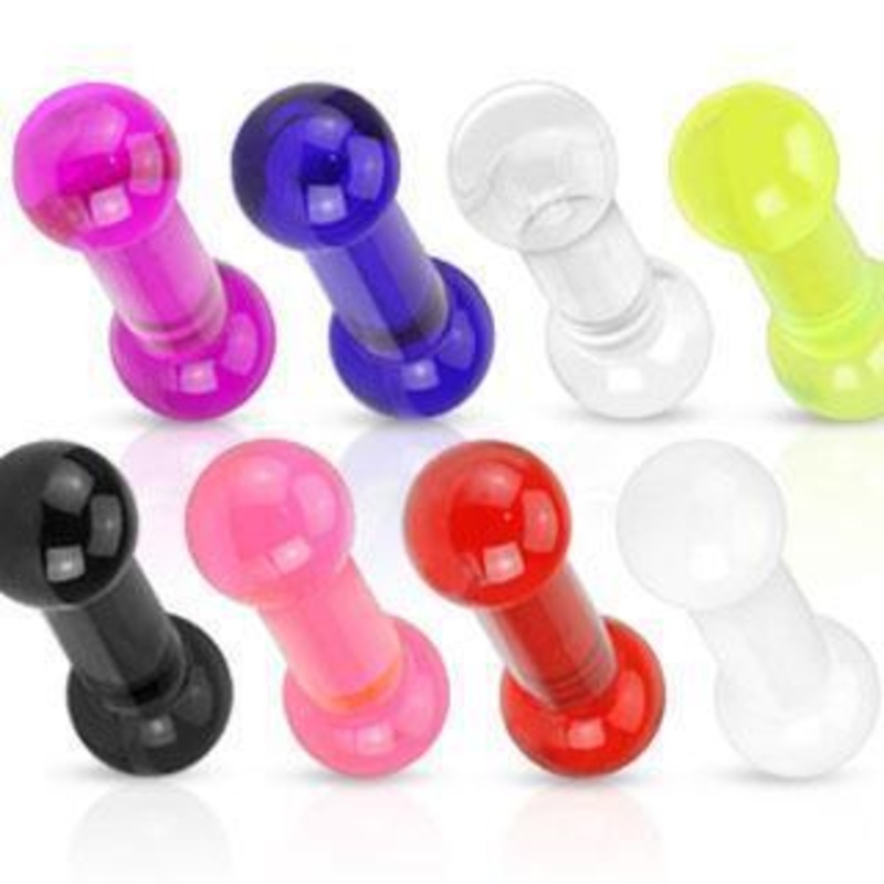 Large Gauge Acrylic Barbell 10G-00G 10G Black 16mm – 6mm