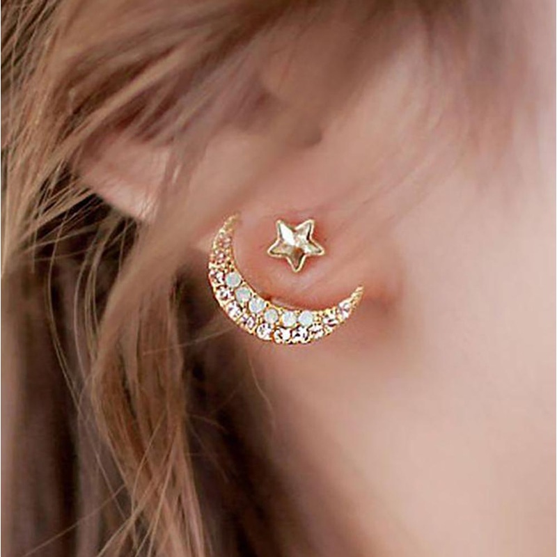 Luna Crescent Ear Jacket Earring Gold