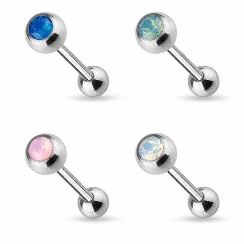 Opalite Gem Barbell 14G Blue
