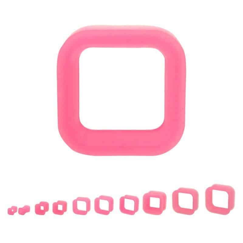 Pink Square Silicone Tunnels (2 gauge – 1 inch) 2 g